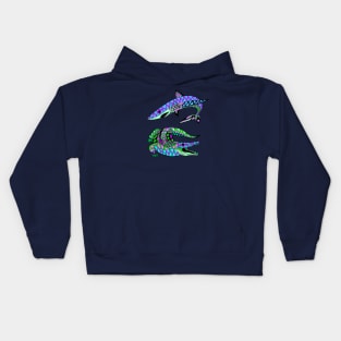 the shark and the crocodile ecopop artpop Kids Hoodie